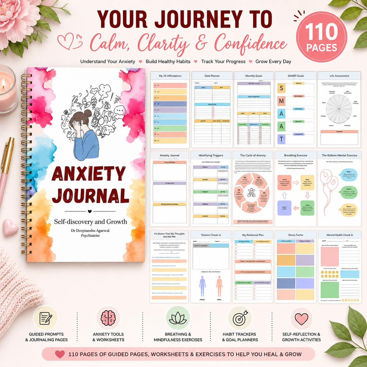 Anxiety Relief Journal | Psychiatrist-created • Digital