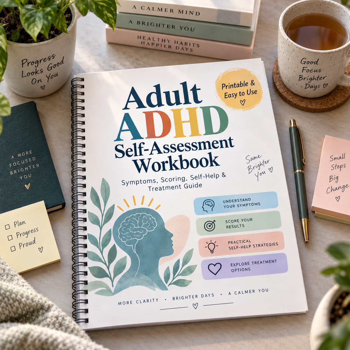 Adult ADHD Self-Assessment Test & Self-Help Workbook | Symptoms, Scoring, Treatment & Focus Guide