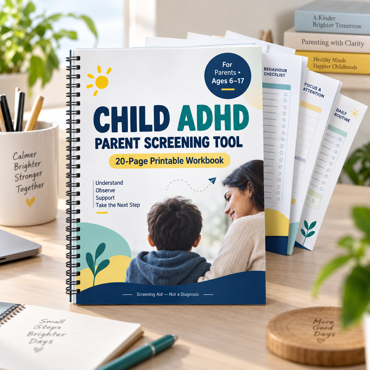 Child ADHD Parent Screening Tool | 20-Page Printable Assessment Workbook