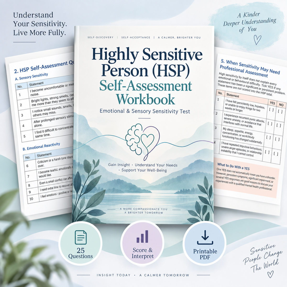 Highly Sensitive Person (HSP) Test | Emotional & Sensory Sensitivity Self-Assessment Workbook