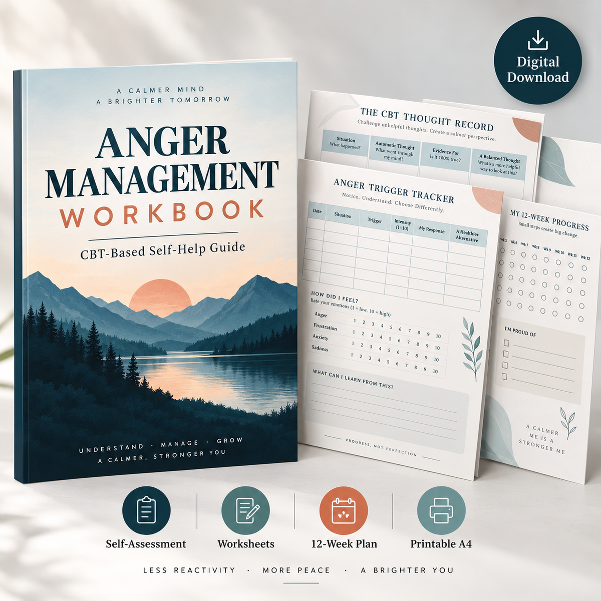 Anger Management Workbook | CBT-Based Self-Help Guide, Anger Test, Worksheets & 12-Week Plan