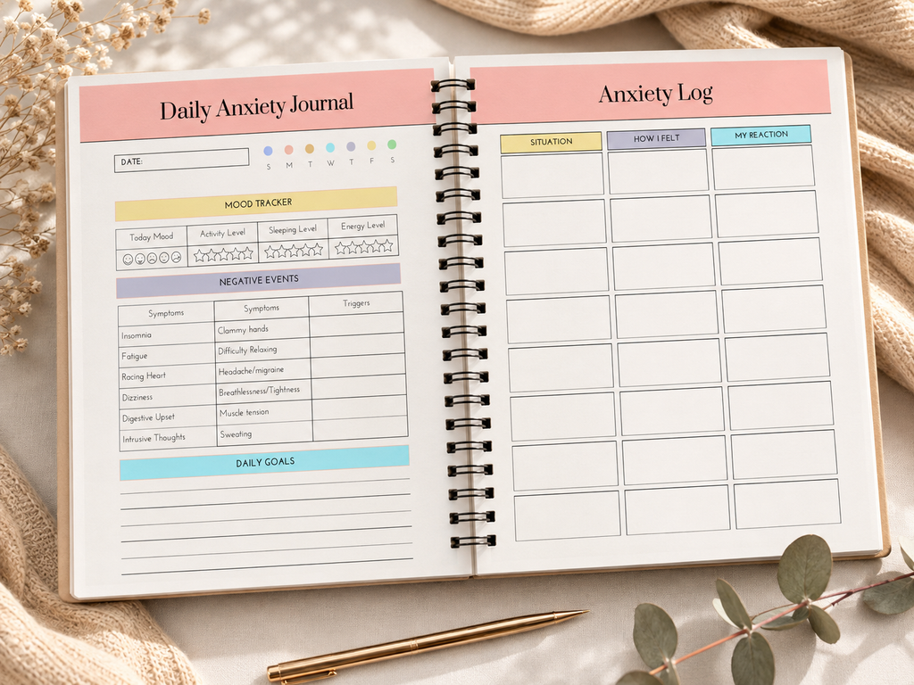 Anxiety Journal for Adults | Spiral Bound Guided Self-Help Journal